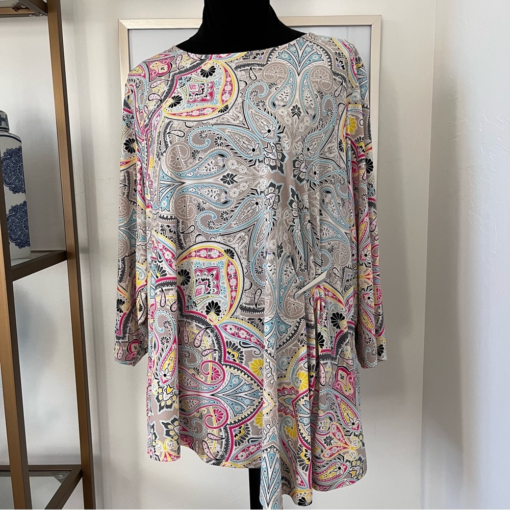 Calvin Klein Paisley Tunic in Gray, Pink, Yellow, Blue